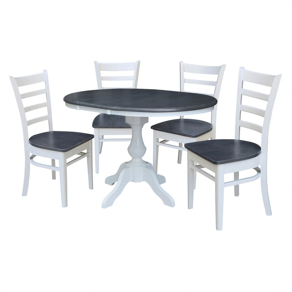 Round Wood Extension Dining Table with 4 Chairs P170136
