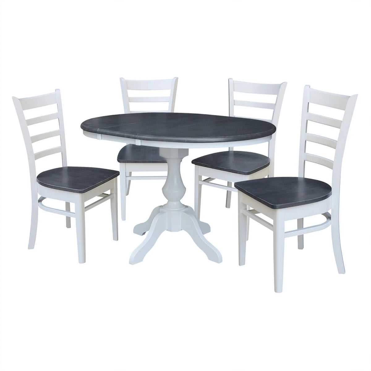 Round Wood Extension Dining Table with 4 Chairs P170136