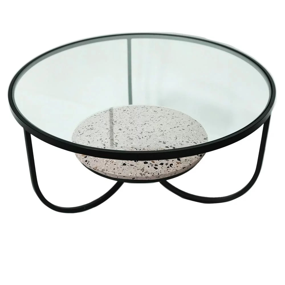 Black Metal Terrazzo Coffee Table X39449
