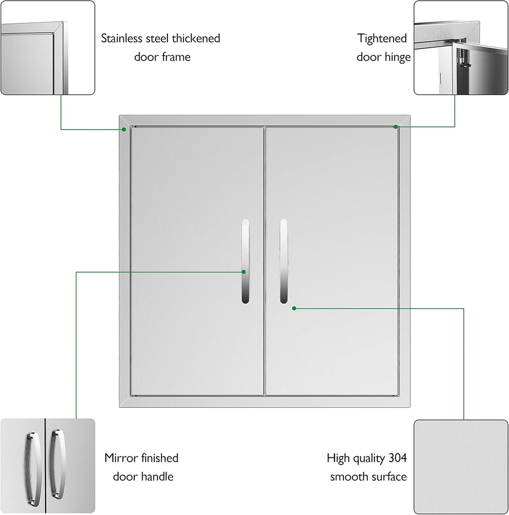 Stainless Steel 24''W x 24''H Outdoor Kitchen Doors U70465