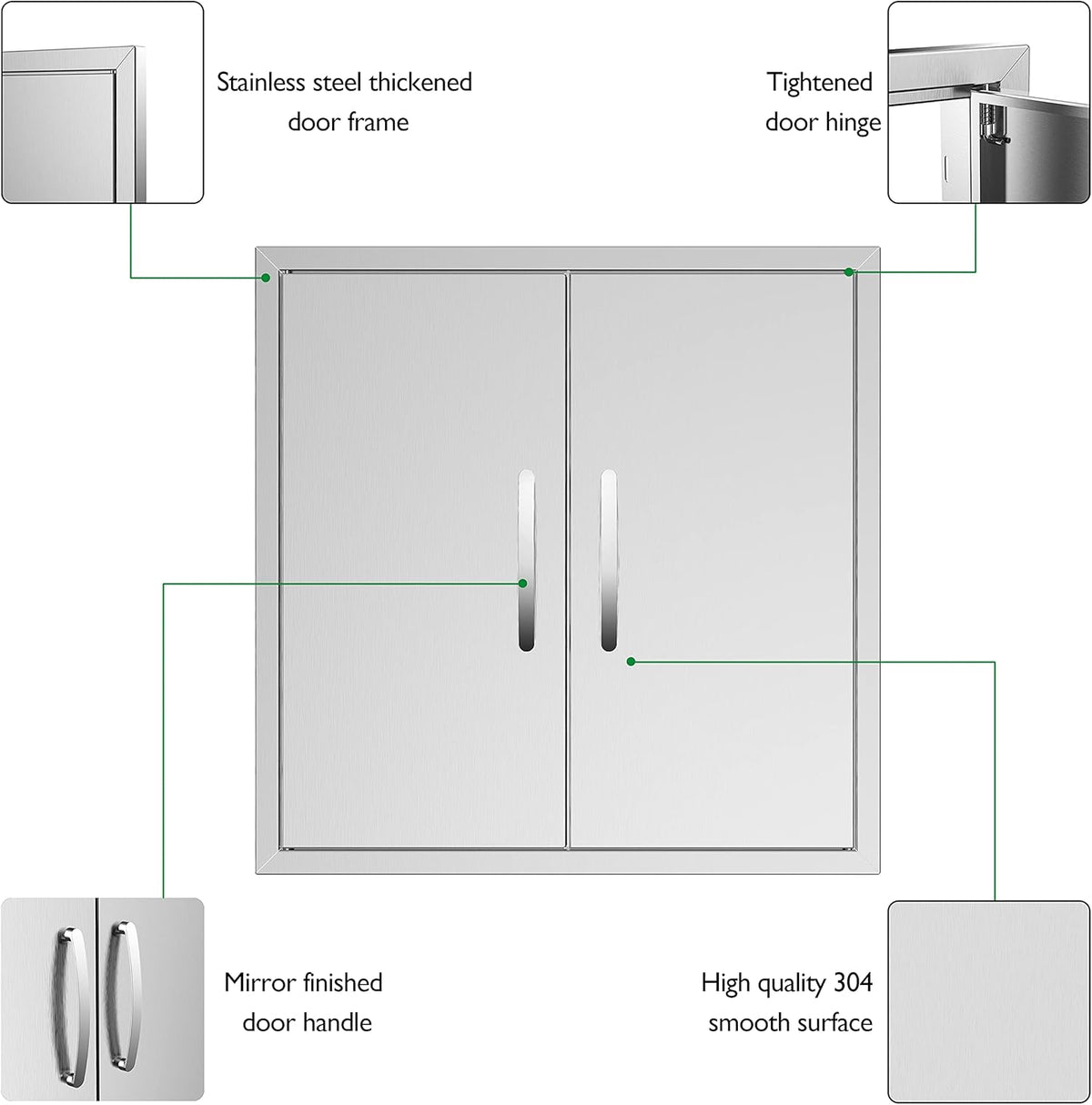 Stainless Steel 24''W x 24''H Outdoor Kitchen Doors U70465