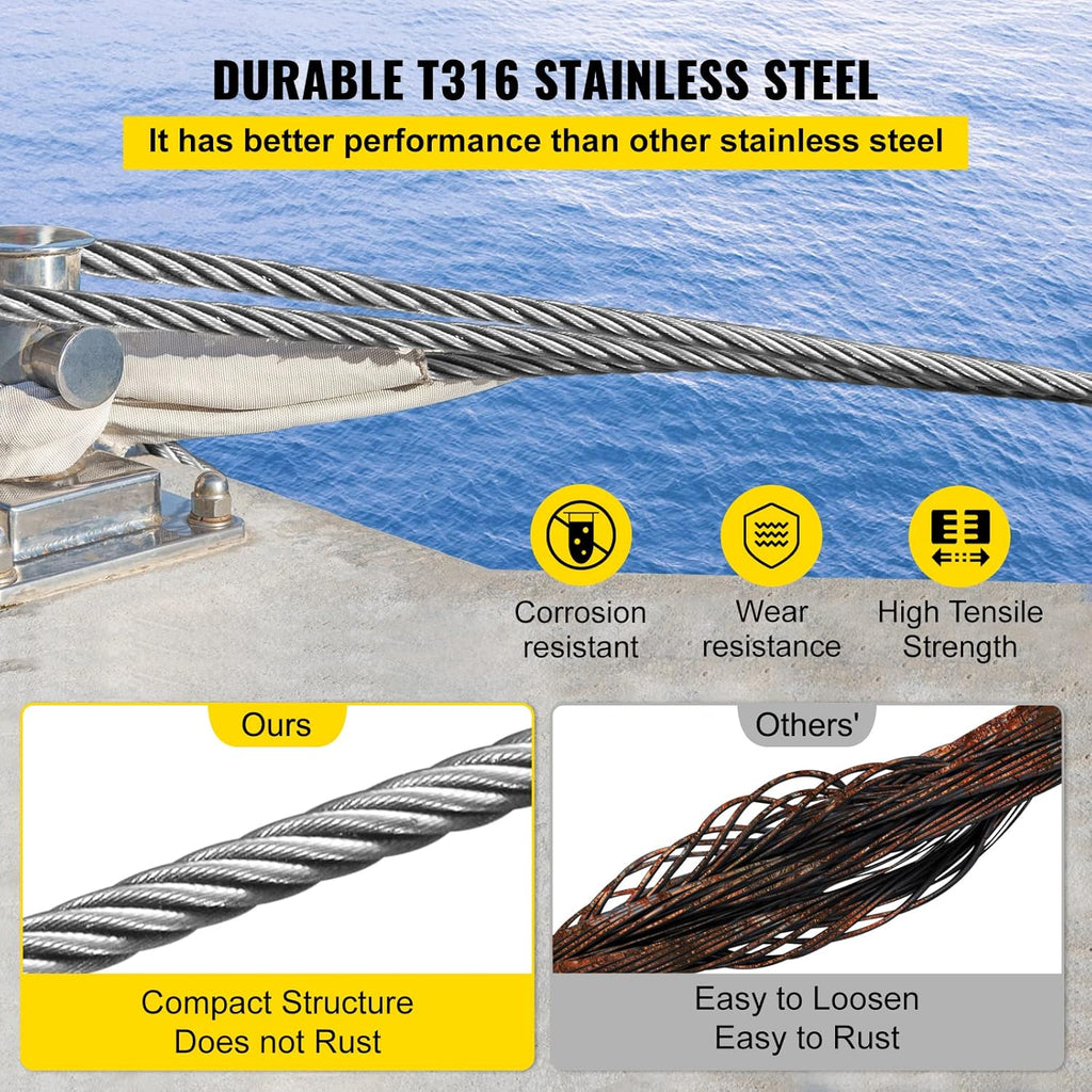 500FT 1/8 Inch Stainless Steel 1x19 Wire Rope M79777