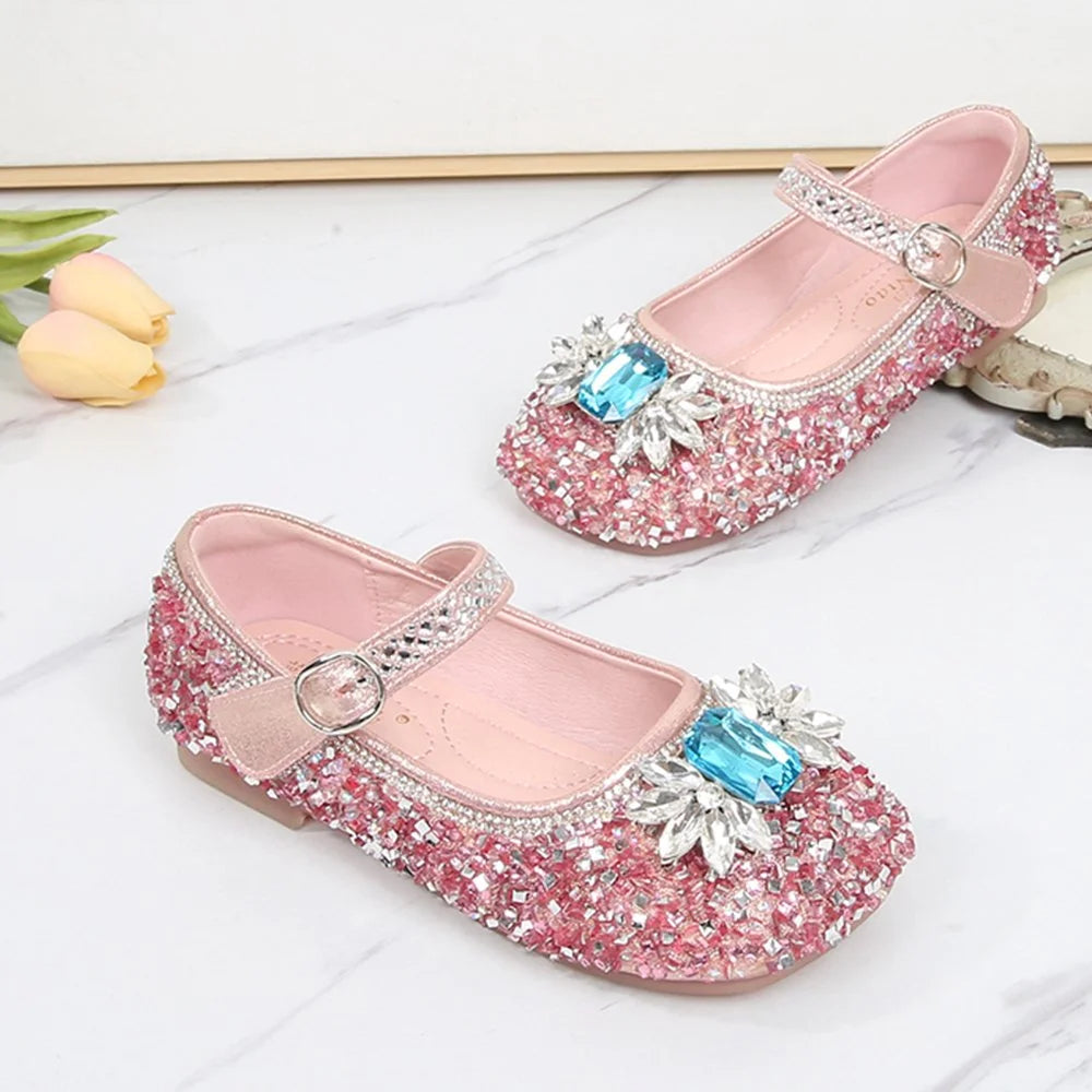 Snowflake Glitter Pink Princess Shoes for Kid I266