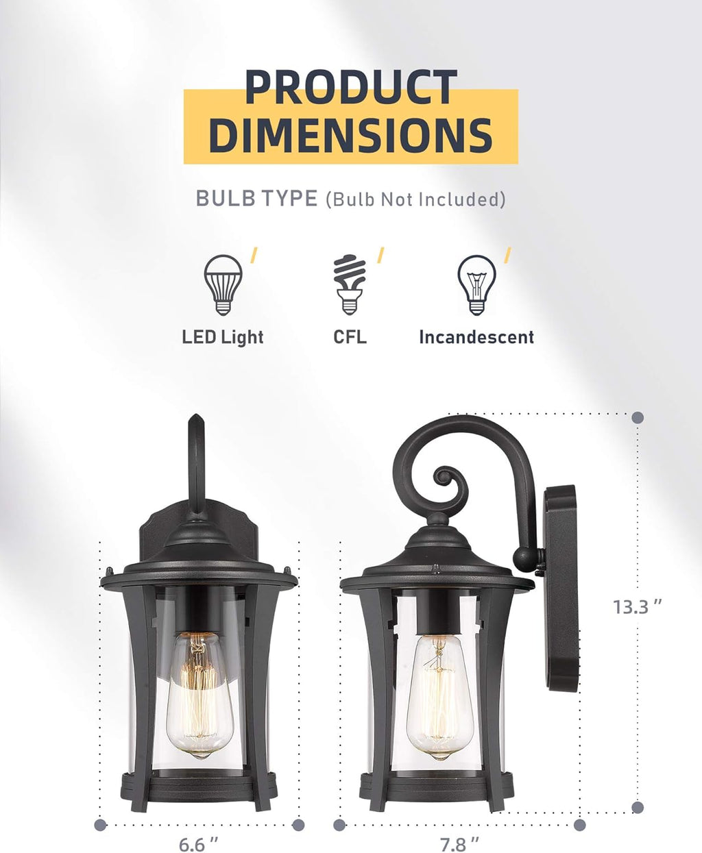 1-Light Matte Black Cast Aluminum Outdoor Wall Light Fixture with Clear Glass Y5978