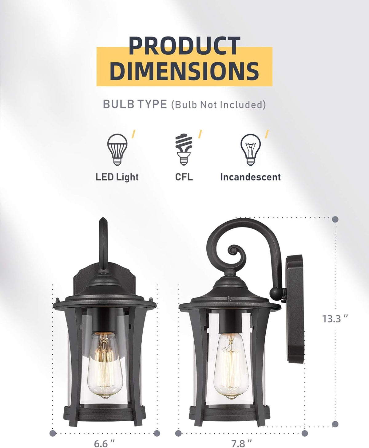 1-Light Matte Black Cast Aluminum Outdoor Wall Light Fixture with Clear Glass Y5978