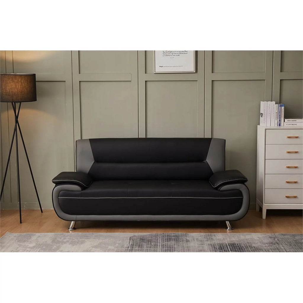 Black Faux Leather Sofa S517215