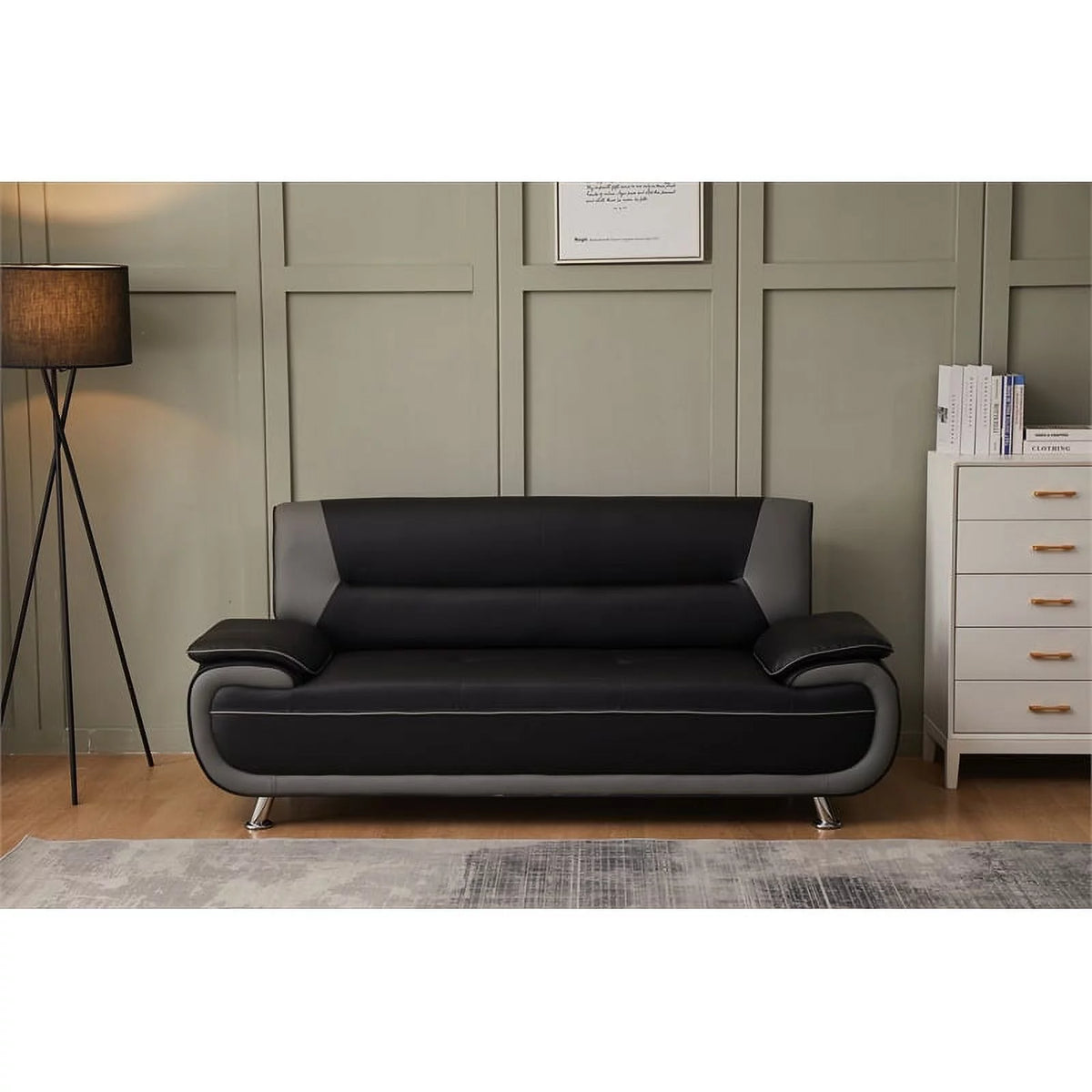 Black Faux Leather Sofa S517215
