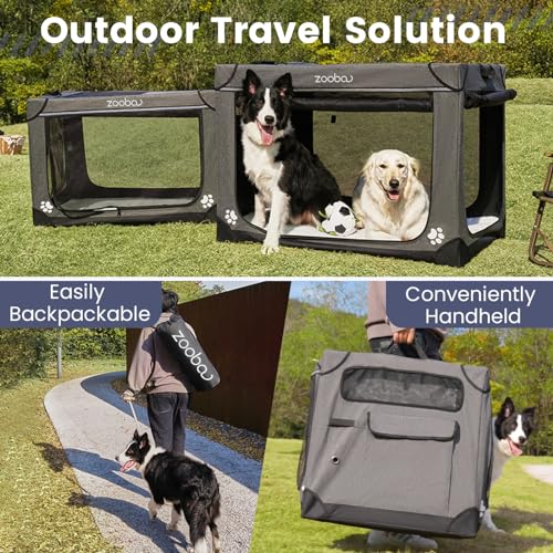 Charcoal Gray Portable Soft Dog Crate with Carry Bag B844