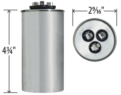 80/10 uF 440 VAC Dual Round Replacement Capacitor J95733