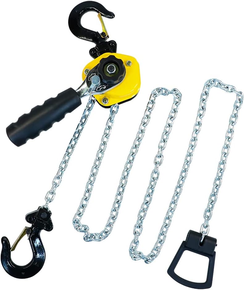 550LBS Manual Lever Chain Hoist 5 Feet Lift G80 Chain with Hook Pack of 2 A889