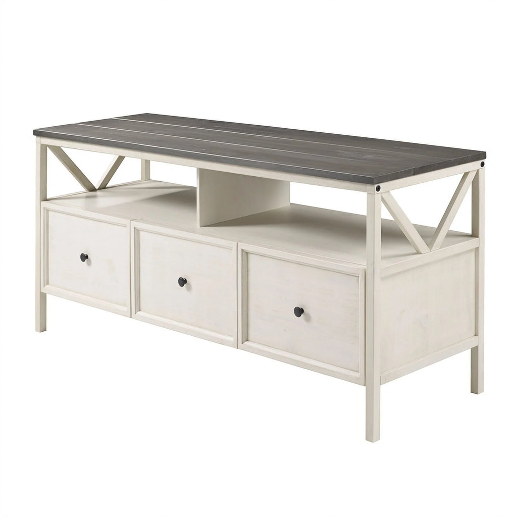 60" Distressed 3-Drawer Solid Wood TV Console D151