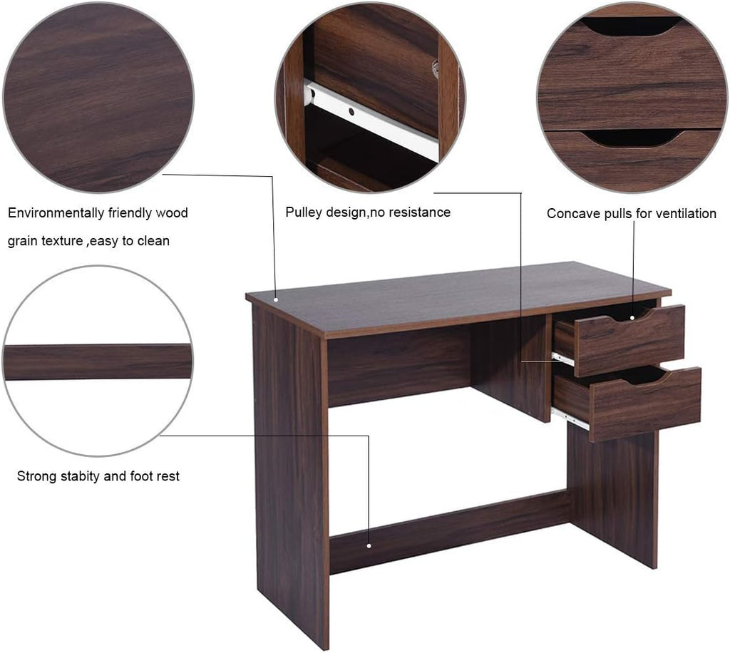 Computer Desk with Drawer 35.4 in Wood Workstation K539605