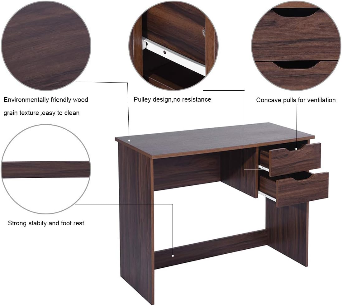 Computer Desk with Drawer 35.4 in Wood Workstation K539605