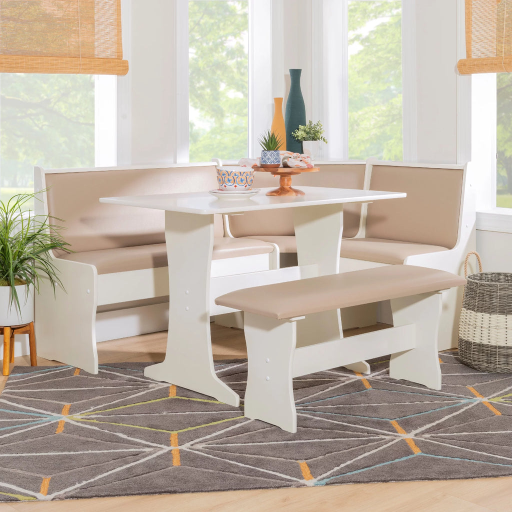 Tan Dining Table and Bench Set with Storage P832
