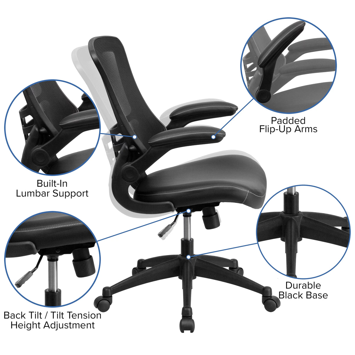 Black Computer Desk, Ergonomic Mesh Office Chair and Locking Mobile Filing Cabinet C2996