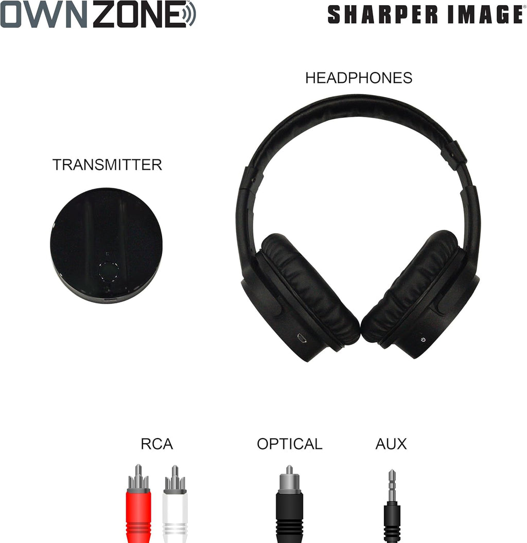 Wireless Rechargeable TV Headphones, Black, 2.4 GHz Y51613