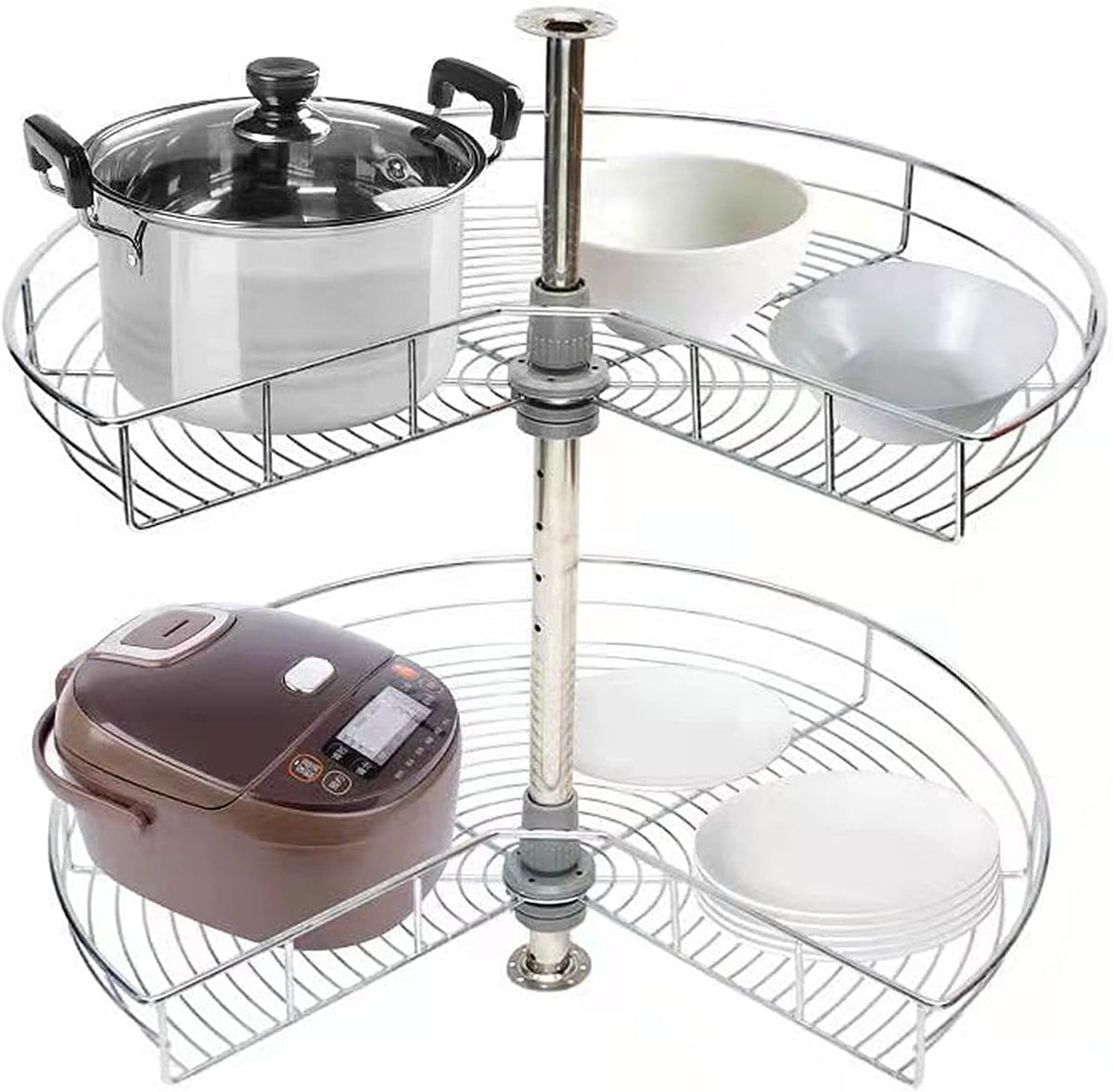 28'' 2 Tier Stainless Steel Lazy Susan Corner Shelf P747