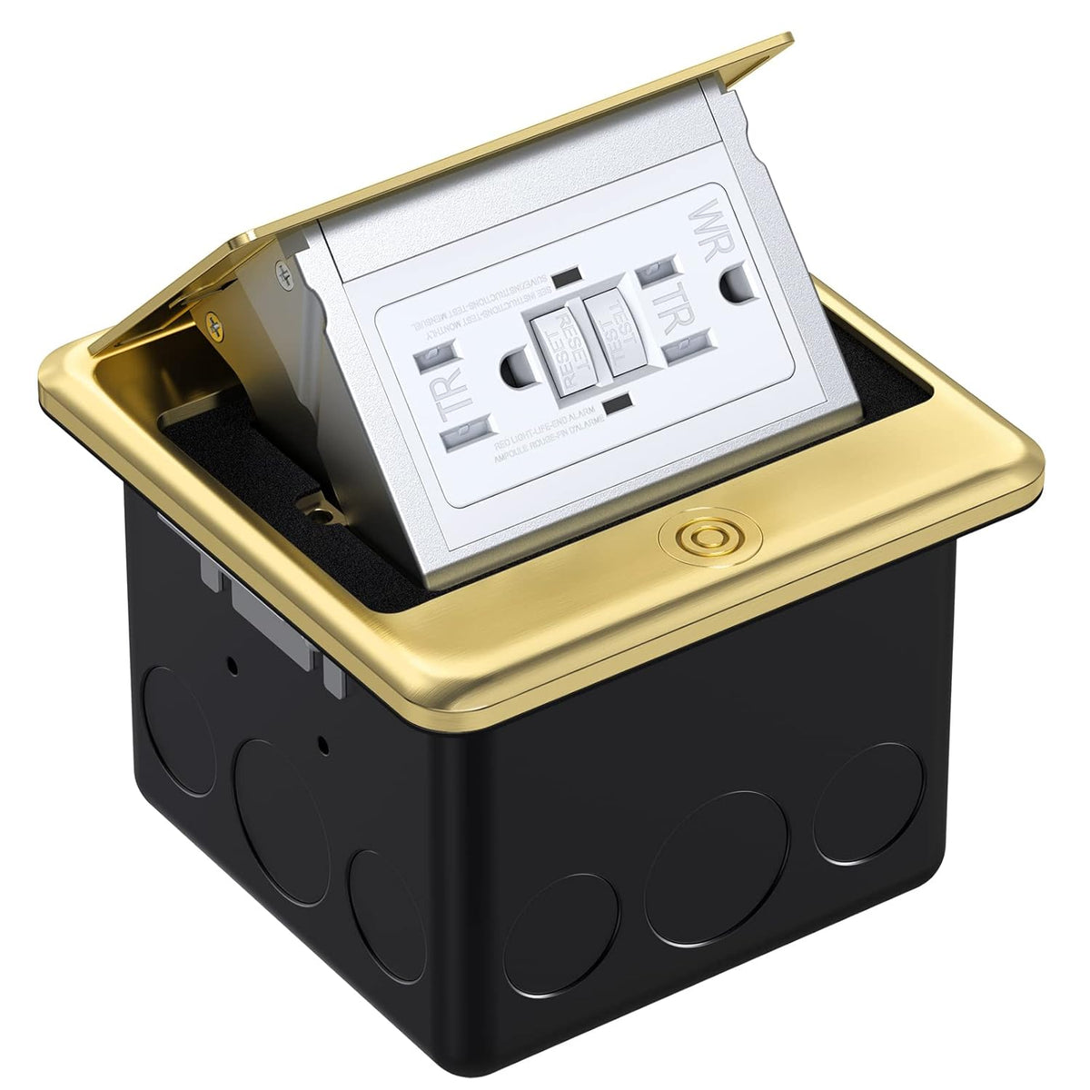 Brushed Nickel Pop Up Floor Outlet Covers Box with 20 Amp Stainless Steel GFCI Tamper Resistant Receptacle Outlet, Pack of 2 T224060
