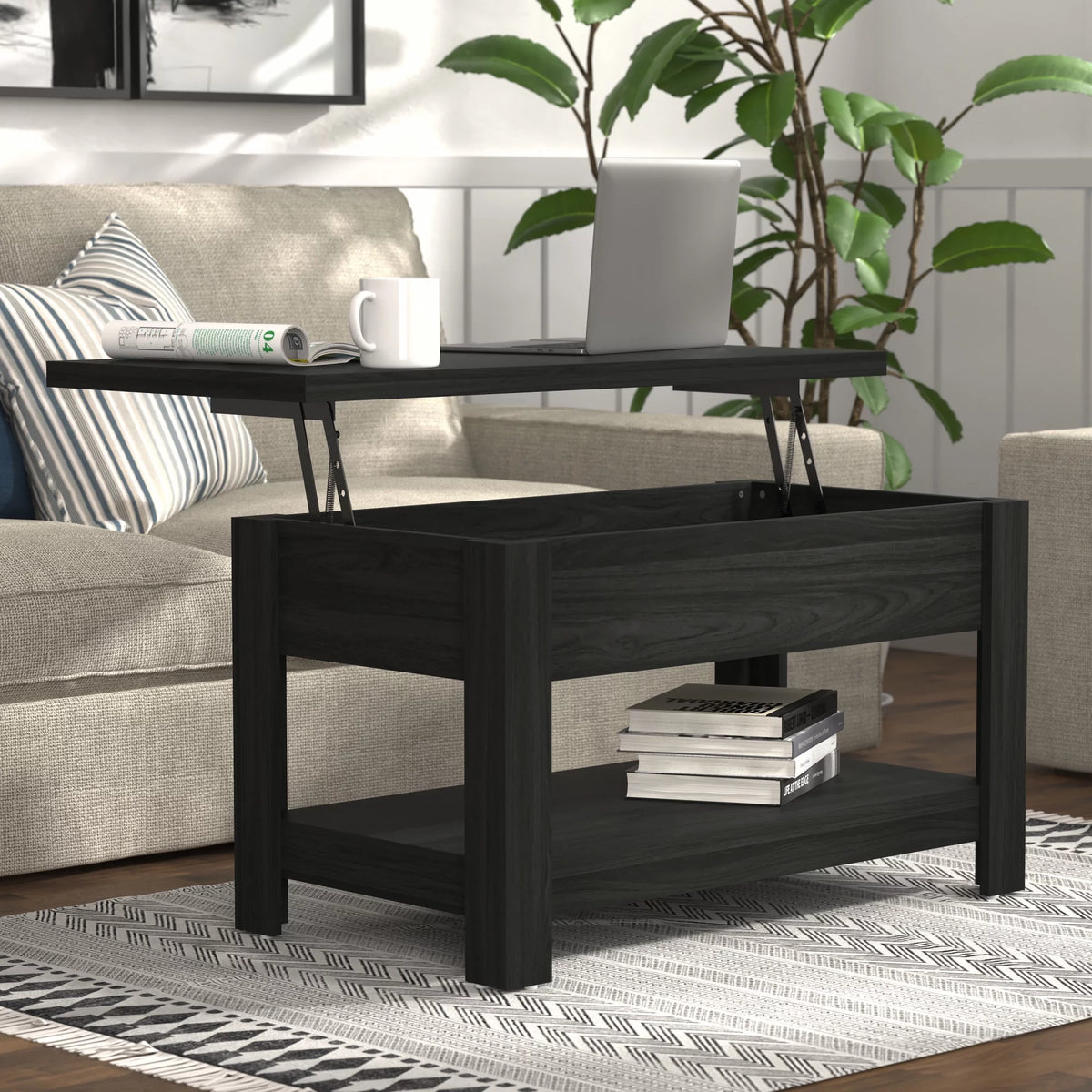 Black Wood Lift Top Coffee Table I919870