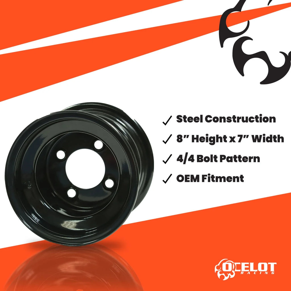 Black 8x7 4/4 2.5+4.5 Steel Wheel G898