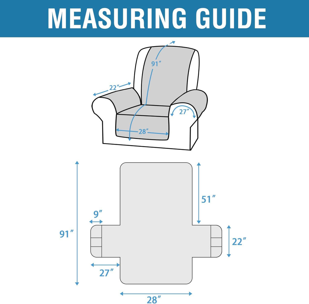 Oversized Recliner Cover 1-Piece Reversible with Elastic Straps P76357