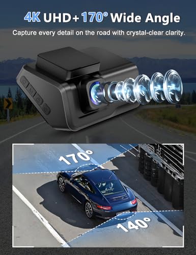 4K+1080P WiFi Dual Dash Cam with 3’’ IPS Screen and 64GB Card D478