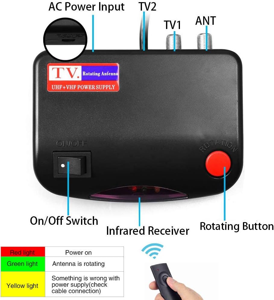 Outdoor Digital Amplified HDTV Antenna, 150 Mile 360 Degree Rotation I17844