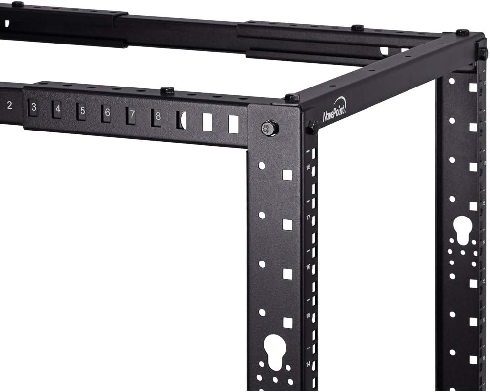 12U 4-Post Open Frame Server Rack Black Y952846
