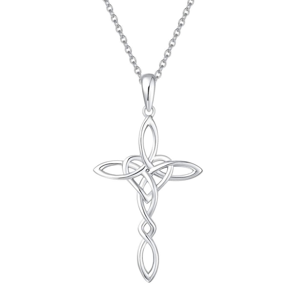 14K Gold Plated Sterling Silver Celtic Knot Cross Pendant Necklace L11112