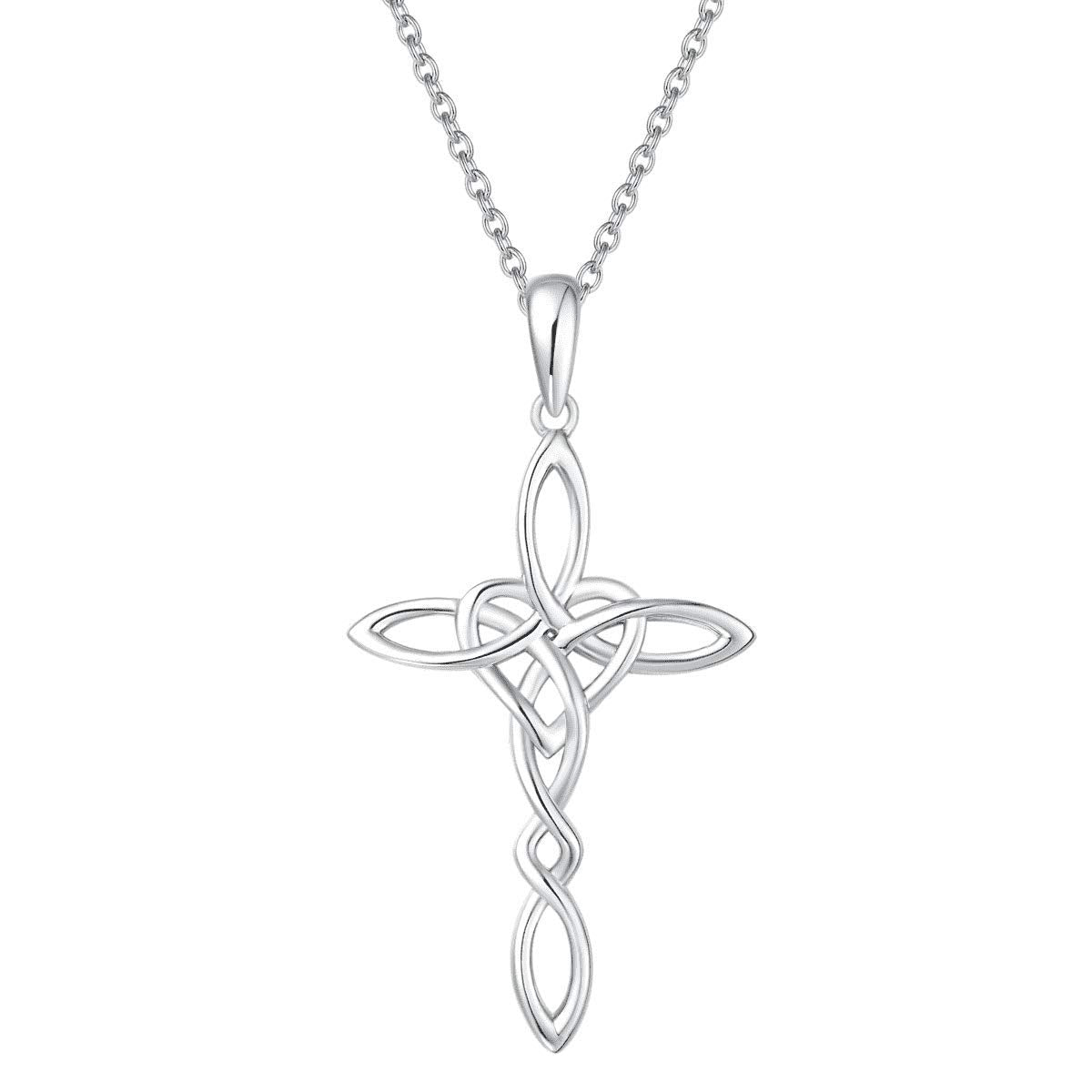 14K Gold Plated Sterling Silver Celtic Knot Cross Pendant Necklace L11112