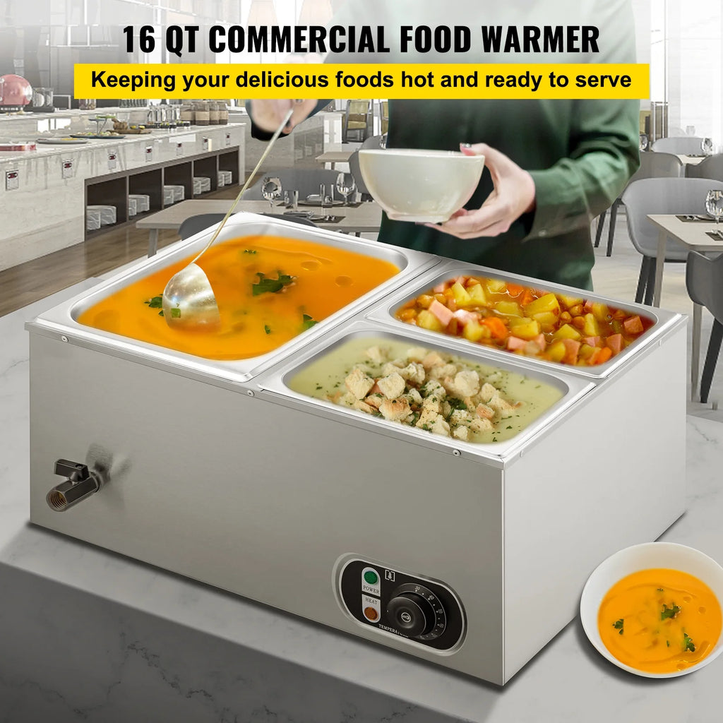 3-Pan Stainless Steel Commercial Food Warmer U205119