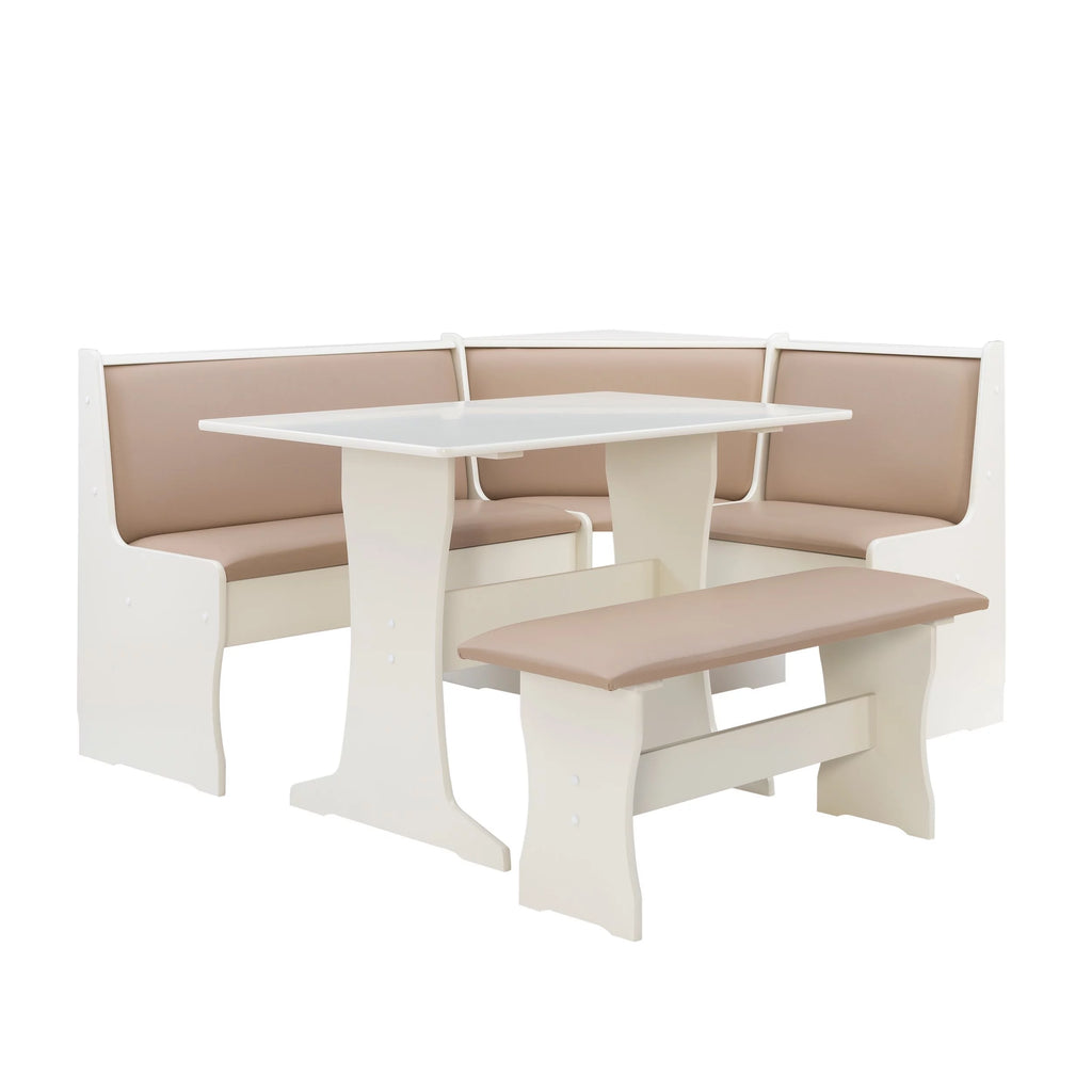 Tan Dining Table and Bench Set with Storage P832