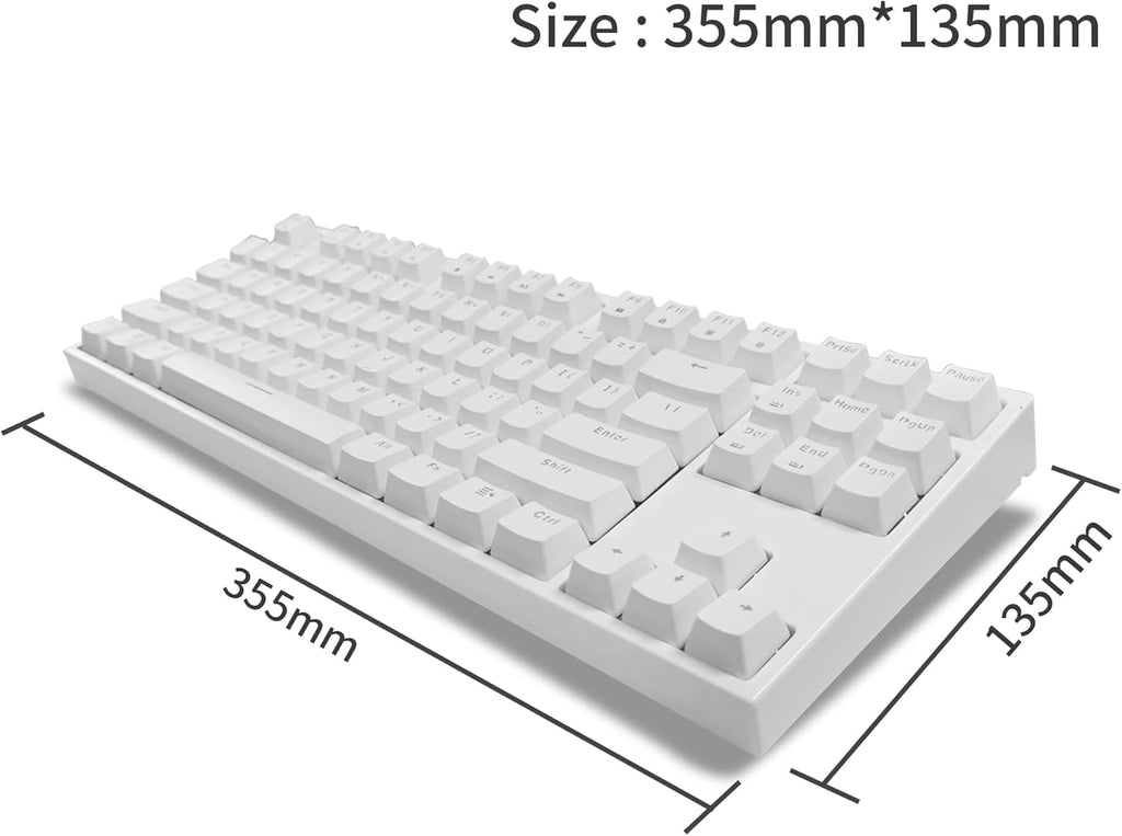 White 87 Keys Wired Mechanical Gaming Keyboard L357
