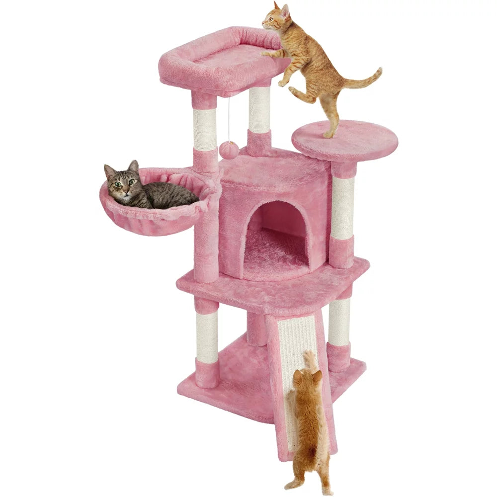 Pink Multilevel Cat Tree Tower with Condo and Perches H36754