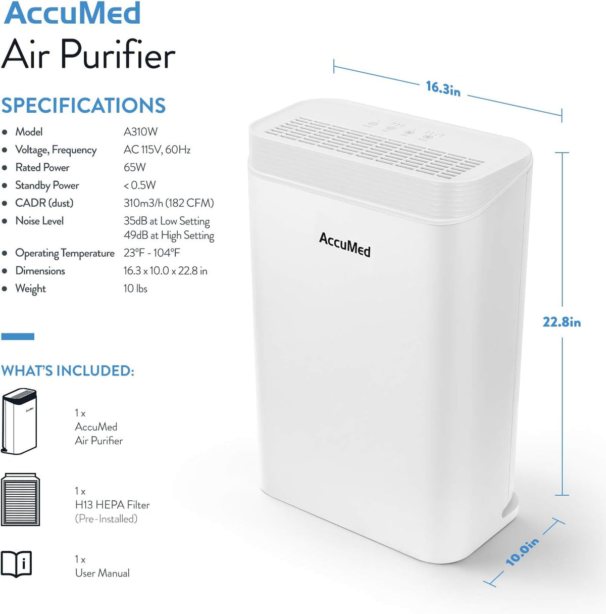 True HEPA Air Purifier with H13 HEPA & Carbon Filter E85572