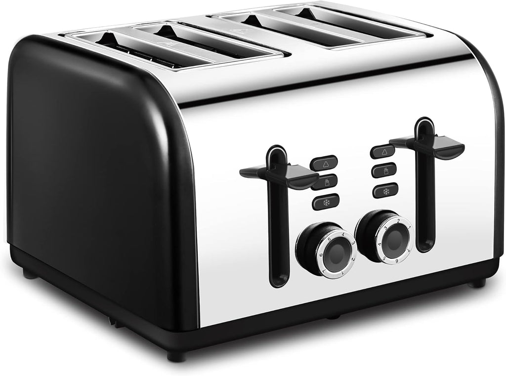 Black 4 Slice Toaster with Extra Wide Slots O825