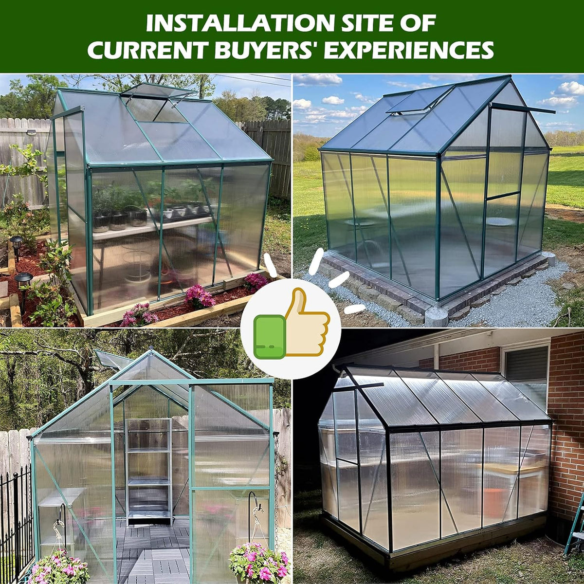 6'x8' Polycarbonate Aluminum Greenhouse with Window W6189