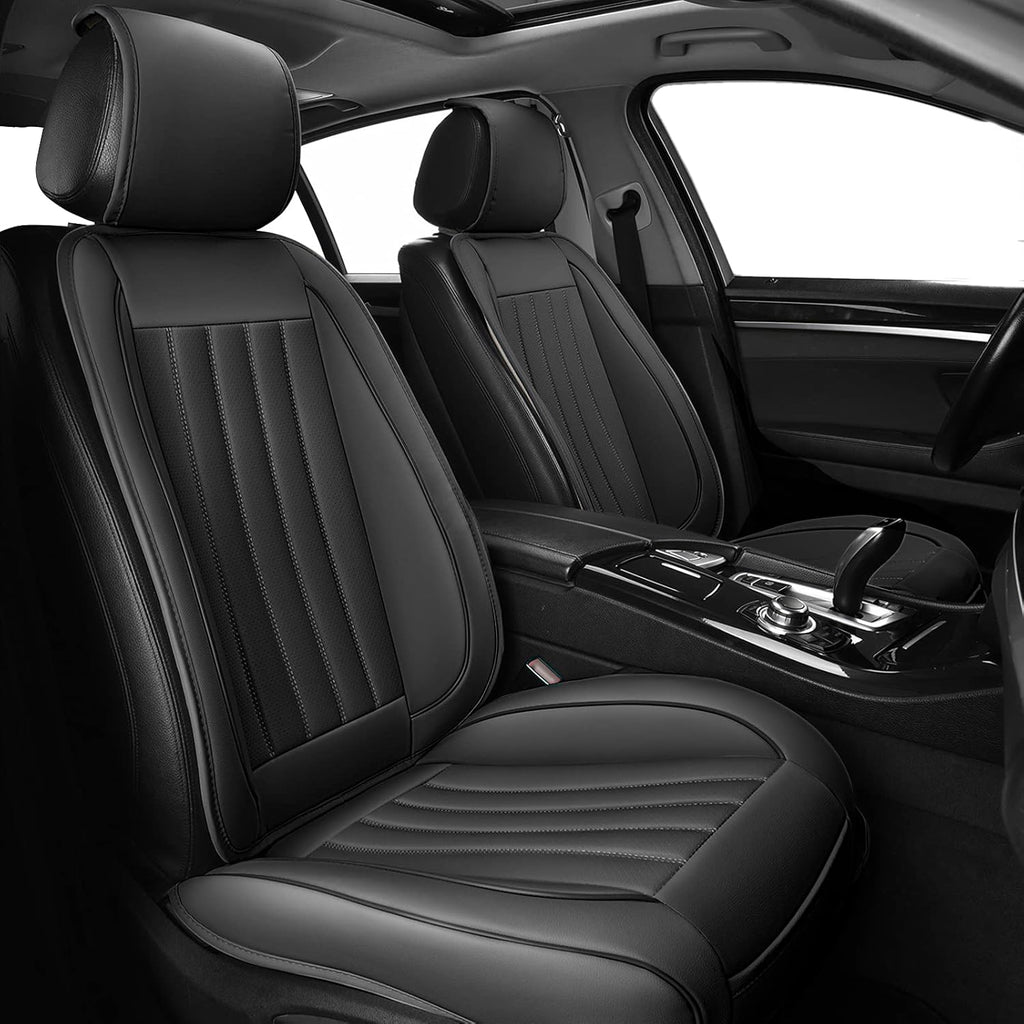 2pc Black Leather Universal Car Seat Covers X3882