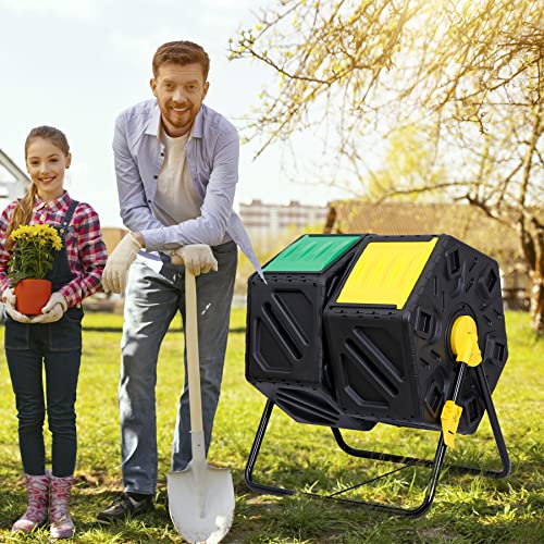 37 Gallon Black Dual Chamber Compost Tumbler R6776
