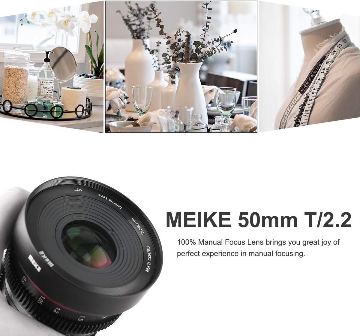 50mm T2.2 Manual Focus Wide-Angle Cinema Lens for M43 Micro Four Thirds MFT Mount Cameras G527