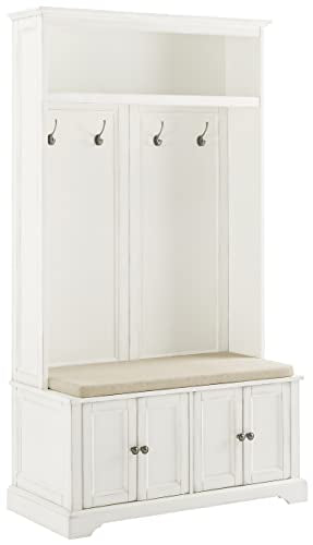 Distressed White Hall Tree U32703