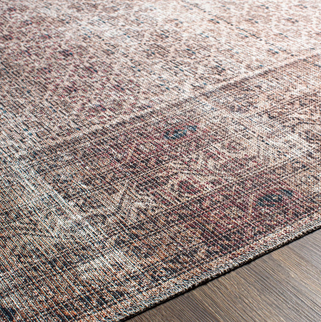Washable Dark Red Traditional Area Rug (5'3" x 7'3") U568