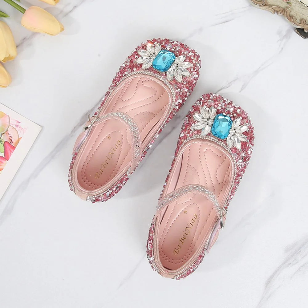 Snowflake Glitter Pink Princess Shoes for Kid I266