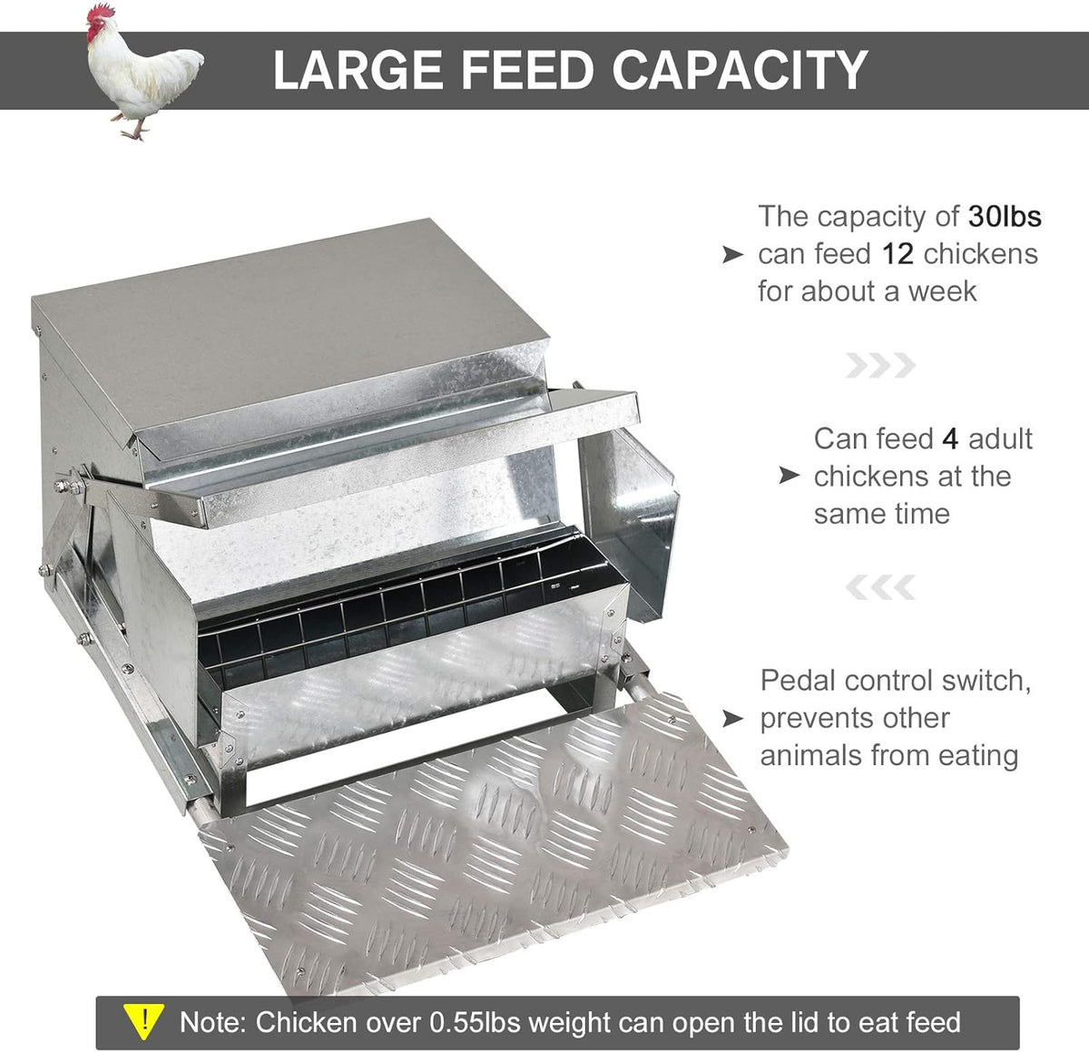 Automatic Chicken Poultry Feeder with Galvanized Steel and Aluminium Build Z57013