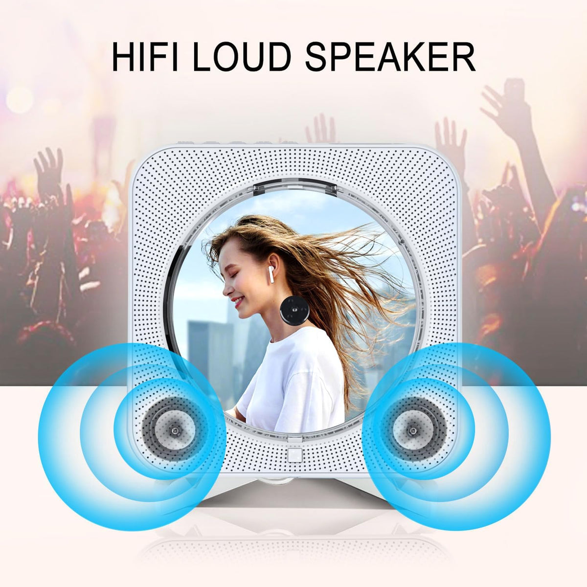 DVD Player with Bluetooth 5.1 Dual Speakers, Remote Control, RCA, HDMI Cable, HD 1080p W197585