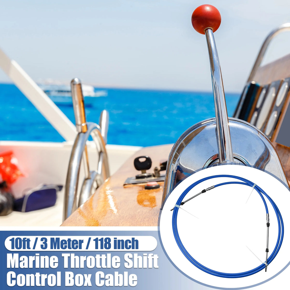 10ft 118 Inch Marine Throttle Shift Remote Control Box Cable for Yamaha Outboard Engine Boat G512114