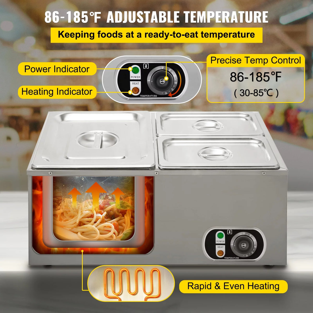 3-Pan Stainless Steel Commercial Food Warmer U205119