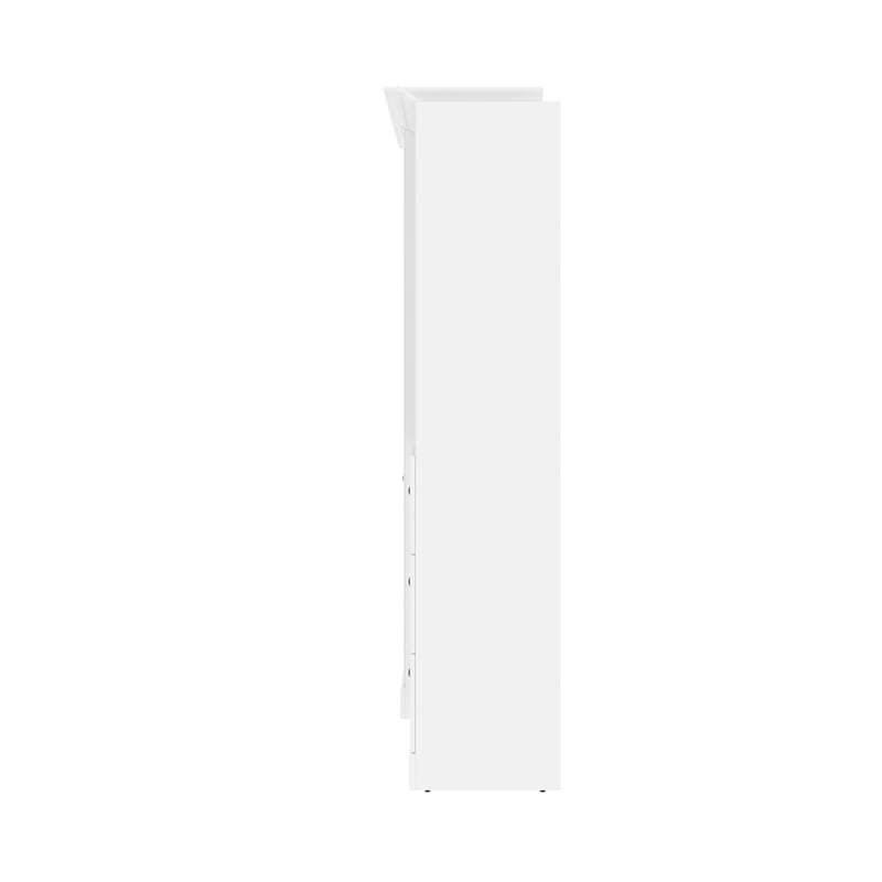 White Wood Queen Murphy Bed with Drawers A123