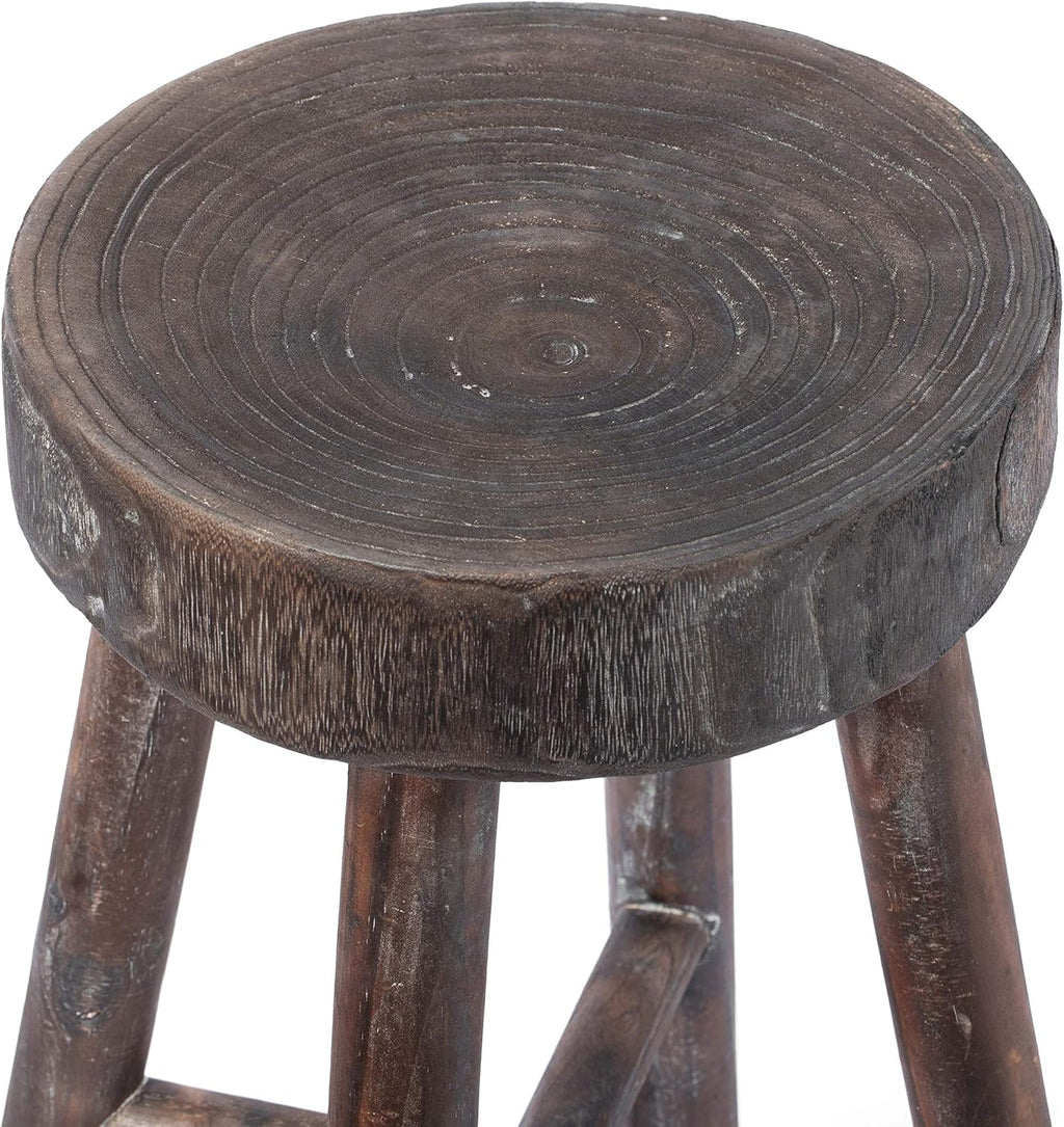Antique Round Wooden Stools Set of 2 S40011