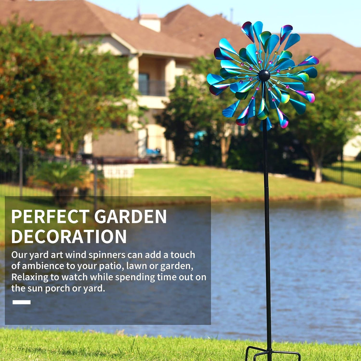 Kinetic Wind Spinners Outdoor Metal, 72 Inches Wind Catchers with Metal Stake L153062